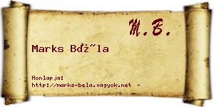 Marks Béla névjegykártya